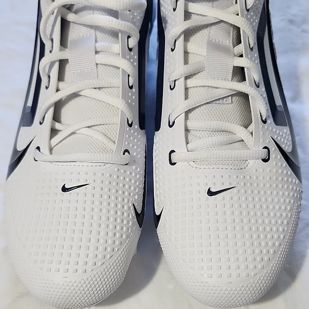 Nike Alpha Menace 4, White and Midnight Blue Men's Football Cleats